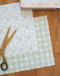 Lot de 2 papiers scrapbooking A4 - Vichy & fleurs