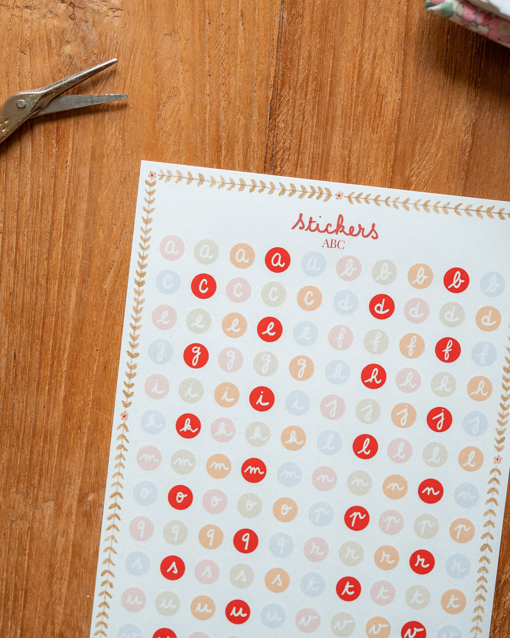 Planches de stickers - Lettres
