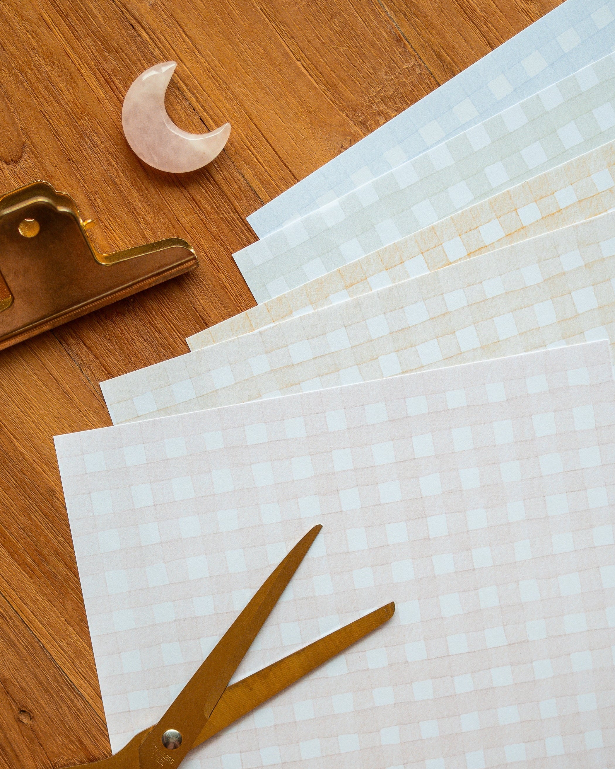 Lot de 5 papier de scrapbooking A4 - Vichy pastel